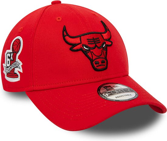 New Era - Casquette ajustable 9FORTY rouge NBA Side Patch des Chicago Bulls
