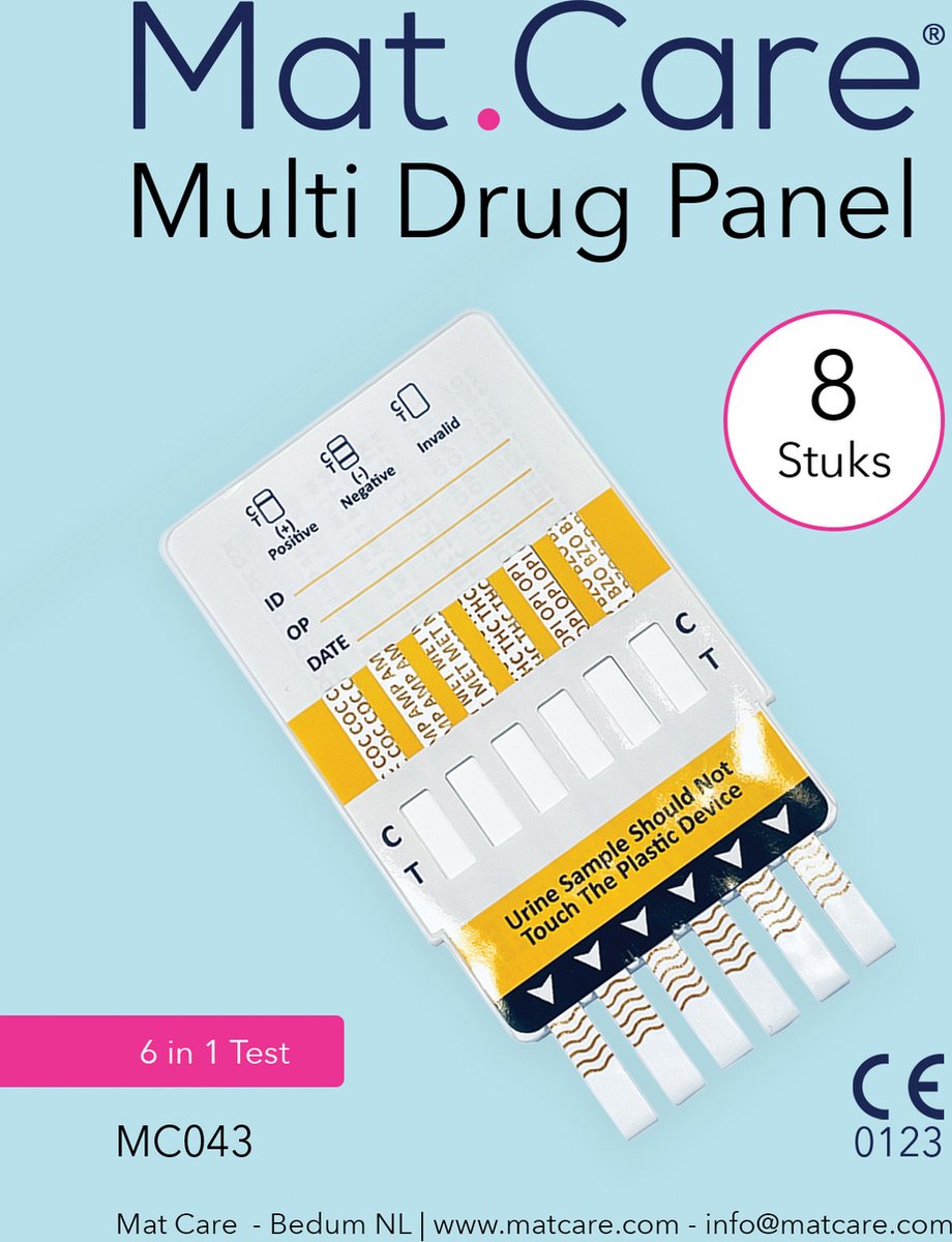 Goedkoopste Mat Care Multi Drug Test - multidrugs test - AMP/BZO/COC/MET/OPI/THC - 8 testen