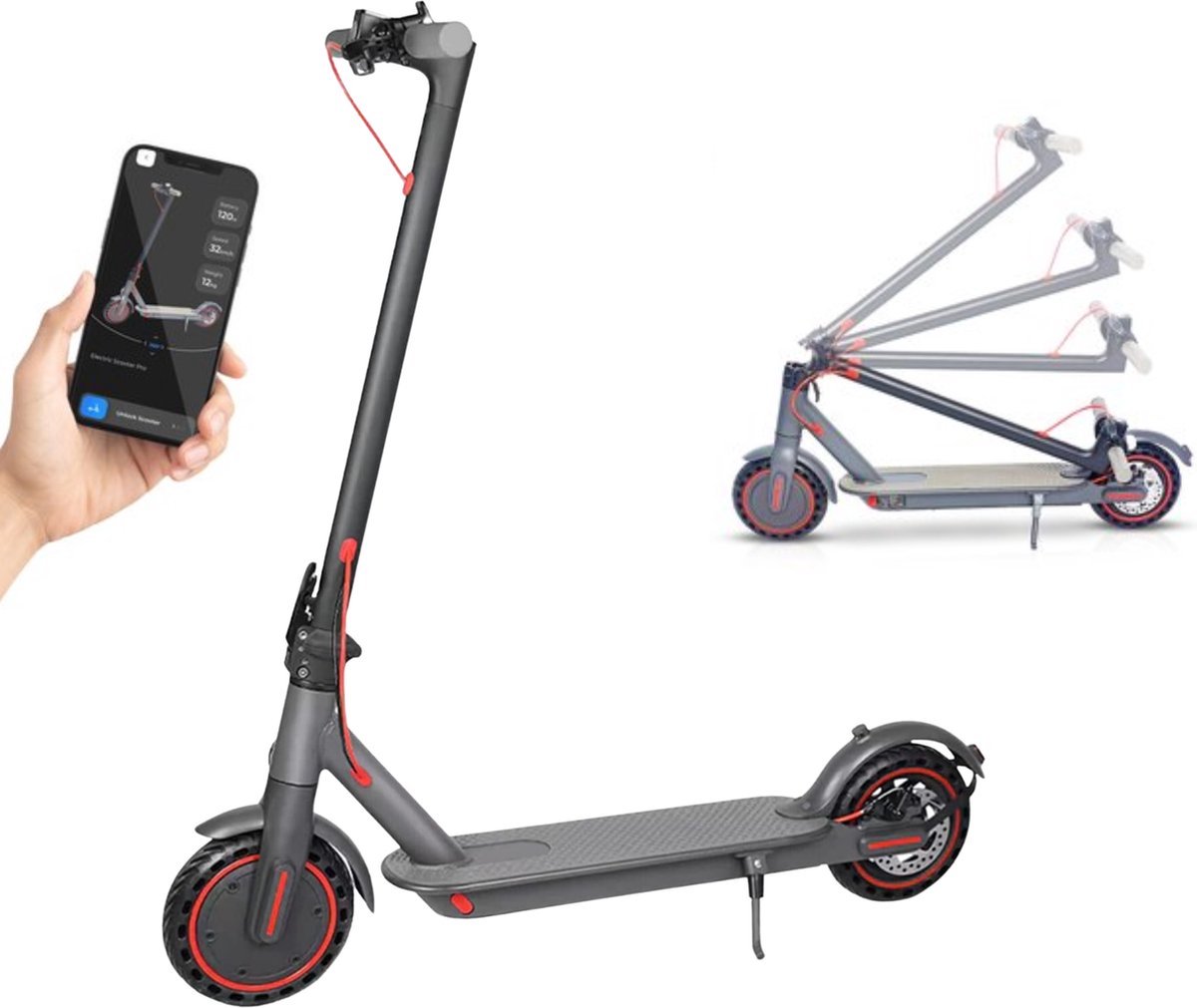 Fat Wheelz Elektrische Step voor Volwassenen - Elektrische Scooter met 8.5''banden - Motorvermogen E Step van 350W - Bereik tot 28km aan Snelheid van 25km/u - Met App - Fat Wheelz