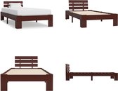 vidaXL Bedframe massief grenenhout donkerbruin 100x200 cm - Bedframe - Bedframe - Bed Frame - Bed Frames