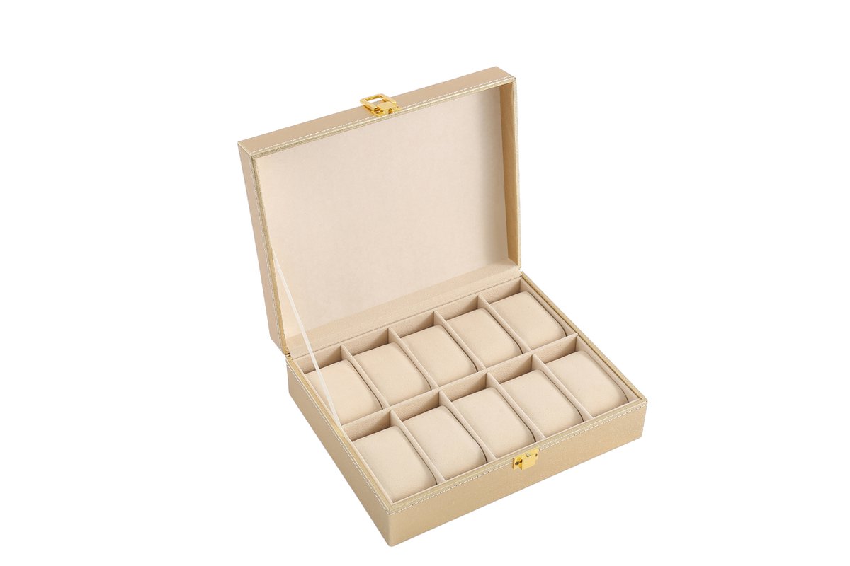 Fliex - horlogedoos - goud - box voor 10 horloges - metallic
