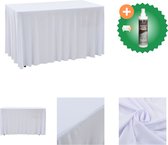 vidaXL 2 pcs Couvertures de table Extensibles avec Jupe 243x76x74 cm Blanc Housse de Meubles de Jardin avec Nettoyant
