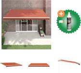 vidaXL Luifel uittrekbaar 4x3 m stof en aluminium oranje en bruin Vensterzonwering Inclusief Reiniger