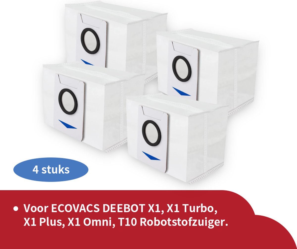 Replacements® 4 stofzuigerzakken geschikt voor Ecovacs Deebot X1