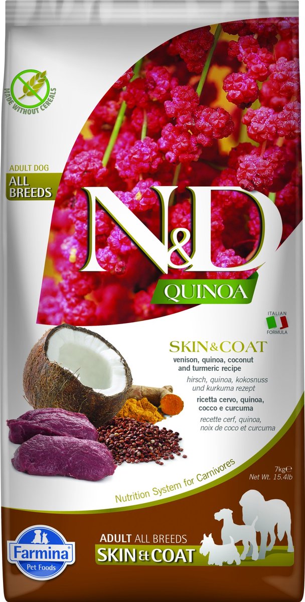 farmina Farmina N&D Grain Free Dog Quinoa Skin & Coat Adult Venison 7 kg - Hond
