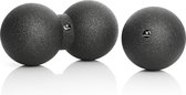 Set van grote fascia-bal (diameter 12 cm) en grote fascia-duobal (12 x 24 cm), zwart, zelfmassagebal voor fasciatraining