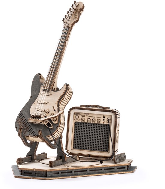 Robotime Electric Guitar TG605K - Houten 3D DIY bouwset electrische gitaar - Miniatuur - Bouwpakket - Knutselen