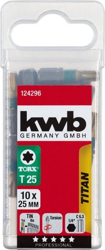 kwb 124296 Embout TX T 25 Titane C 6.3 10 pièce(s)