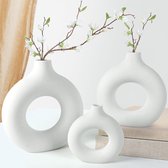 Vase - Nordique - Donut - S - Klein - Moderne - Fleurs - Petit - Wit cassé - Off White 13,3 x 14,3 x 2,5