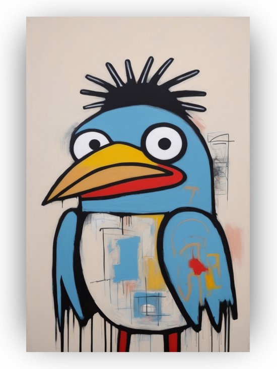 Vogel Basquiat poster - Vogel wanddecoratie - Posters Basquiat - Wanddecoratie landelijk - Posters slaapkamer - Wanddecoratie slaapkamer - 70 x 50 cm