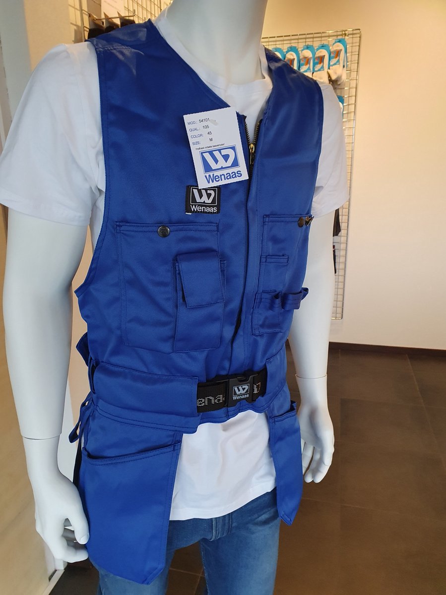 Wenaas - Professioneel Gereedschapsvest | Werkvest | Toolvest - Polykatoen 245g/m2 - Blauw maat L