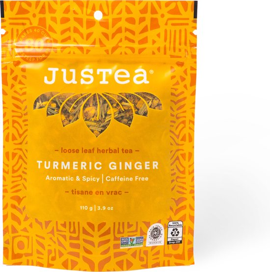 Justea | Navulverpakking | Turmerick Ginger | Losse thee : 110 gram | Theekado