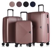 ©TROLLEYZ - Ibiza No.3 - Kofferset 3 delig - 55cm+69cm+78cm met TSA slot - Dubbele wielen - 360° spinners - 100% ABS - Reiskoffers in Cosmopolitan Pink