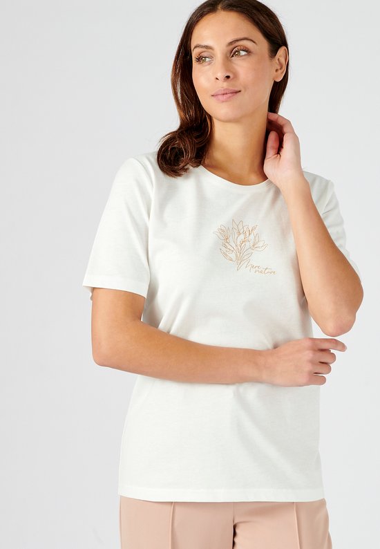 Damart - T-shirt in katoenmix met motief - Vrouwen - Wit - XS