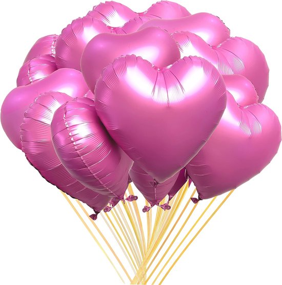 Mbsomnus Roze hartvormige ballonnen, 45 cm, folieballon, 15 stuks, heliumballonnen, bruiloft, hart, ballonnen, metallic, grote ballonnen voor verjaardag, feest, Valentijnsdag, verloving, Moederdag