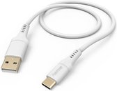 Hama Silicone USB-A naar USB-C Kabel - Oplaadkabel geschikt voor Samsung / Android - 3A USB 2.0 - 480Mbps - 150cm - Wit
