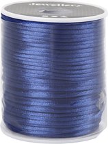 Cordon Satin - Cordon Satin Hobby - Brillant - Bleu foncé - Rond - Décoration - DIY - Épaisseur: 2mm - 50 mtr - Creotime - 1 rouleau