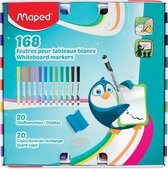 MARKER'PEPS whitebordviltstiften schoolpack - 168 stiften - doekjes - reservedoppen - 12 kleuren