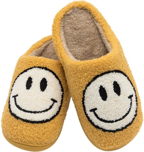 Happy Slippers - Chaussons Smiley - Slippers Smiley - Pantoufles femmes Femme & Homme - Slippers Happy - Chaussons souriants - Pantoufles - Pantoufles avec smiley - Chaussons Emoji - Chaussons Emoji - Taille 39-40 - Oranje et Blauw