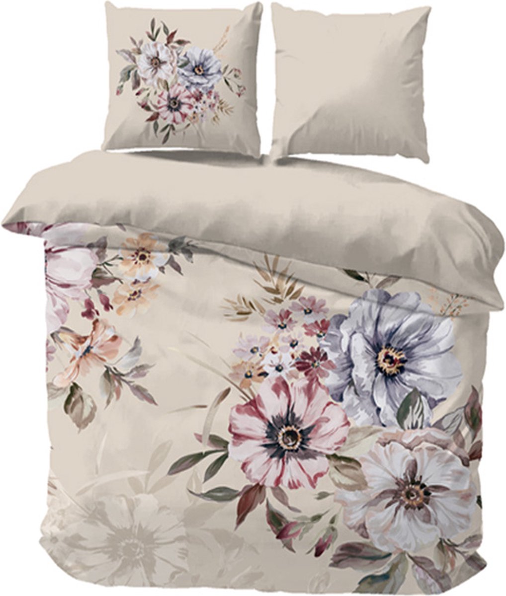 iSleep Dekbedovertrek Anna - Eenpersoons - 140x200/220 cm - Licht Beige