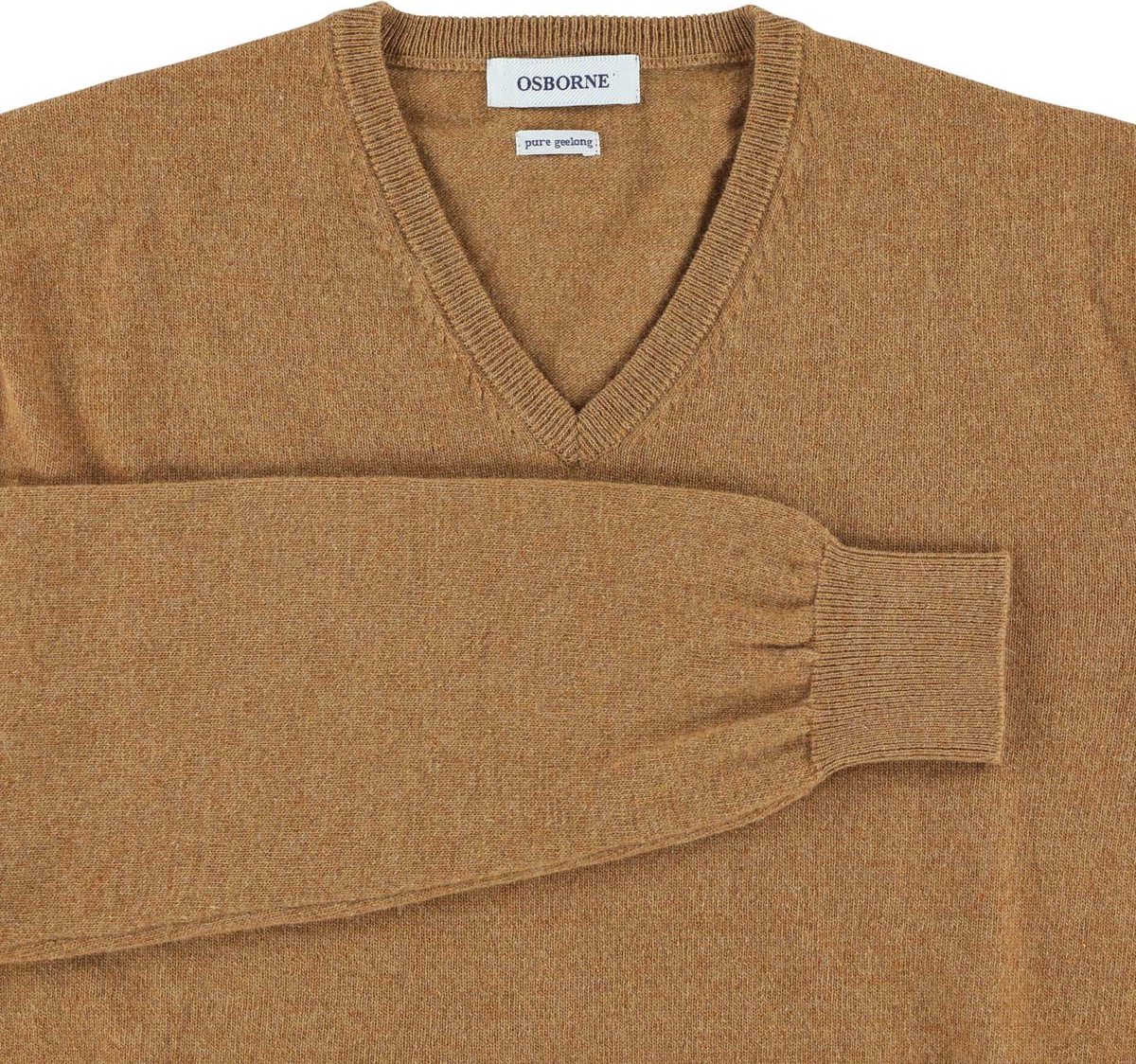 Osborne Knitwear Trui met V hals - Geelong wol - Pinewood - L