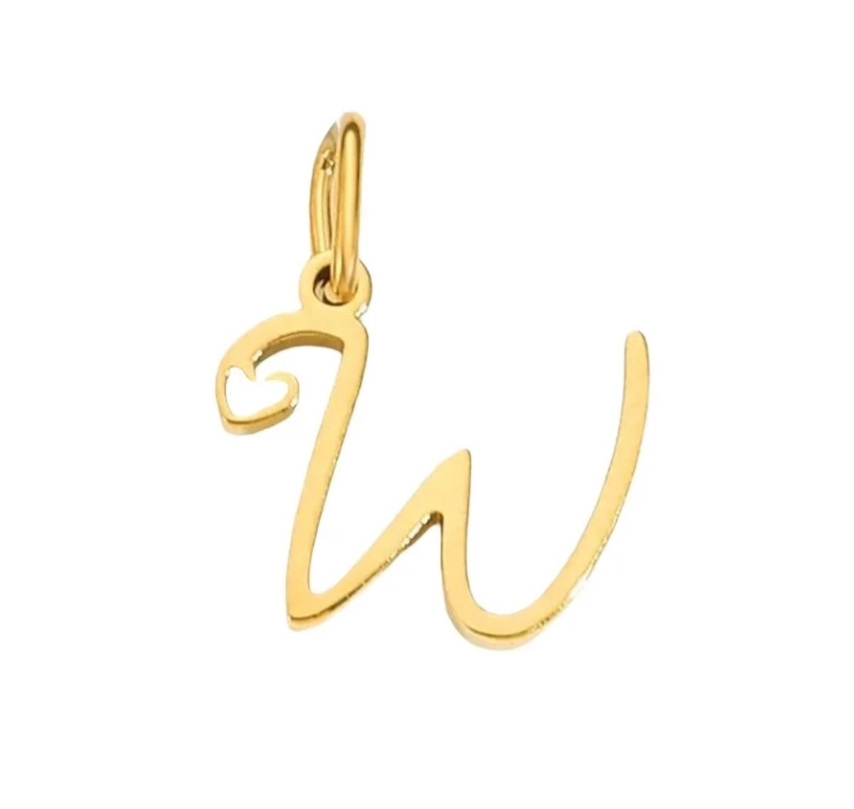 Letter hanger inclusief ketting - W - letter - charm - goud kleur - stainless steel - verkleurt niet - perfect cadeau - valentijn - verjaardag - dierbare