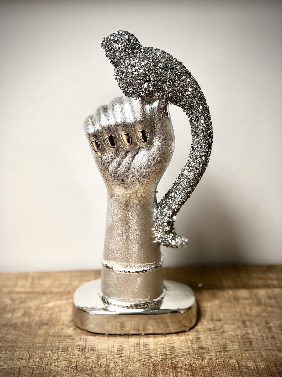 Hand vogel 30 cm hoog - porselein - keramisch - interieur - beeld - figuur - voor binnen - interieurdecoratie - decoratiefiguur - modern & klassiek - geschenk - cadeau - gift - verjaardag Valentijn - Kerst - Nieuwjaar