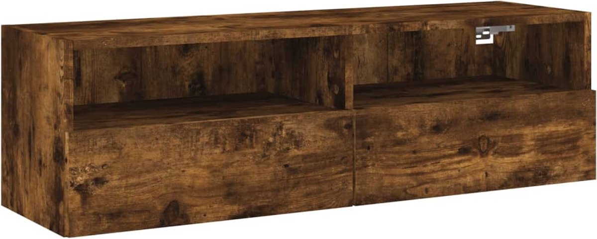 vidaXL - Tv-wandmeubel - 100x30x30 - cm - bewerkt - hout - gerookt - eikenkleurig