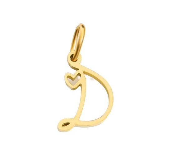 Foto: Ketting hanger inclusief ketting letter hanger alfabet d goud kleur letter charm stainless steel verkleurt niet hypo allergeen perfect cadeau