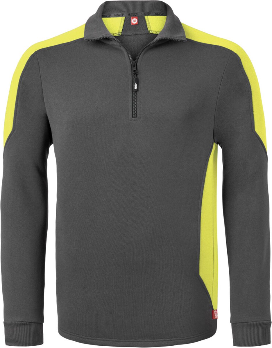HAVEP Zipsweater Bicolor 10076 - Charcoal/Fluo Geel - L