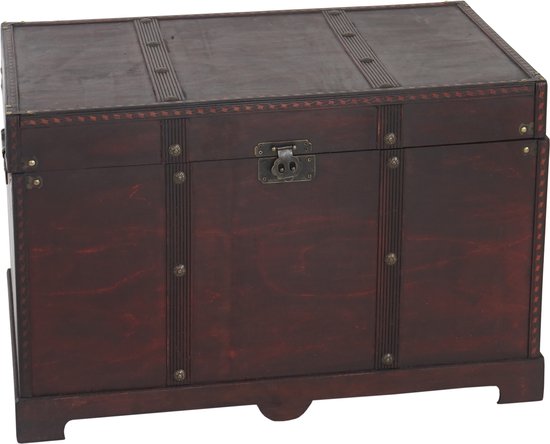 Guru-Shop Rustieke Kleine Schatkist, Houten Kistje, Juwelendoosje met Ingelegde Tegels - Model 1, Bruin, Mangohout, 14x35x25 cm, Blikken, Dozen Kisten