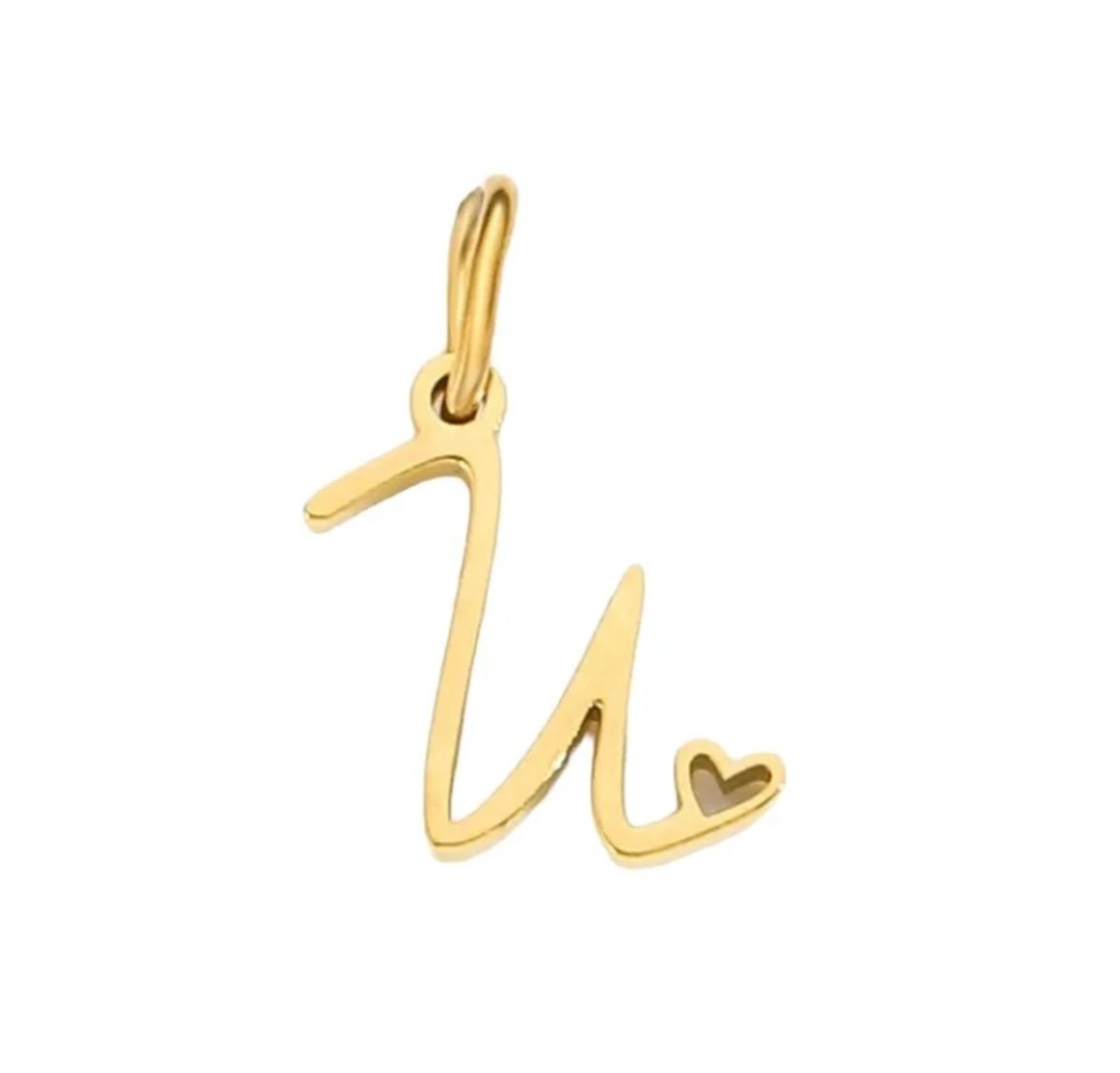 Letter hanger inclusief ketting - U - hanger- letter - charm - goud kleur - stainless steel - verkleurt niet - perfect cadeau - valentijn - verjaardag - dierbare