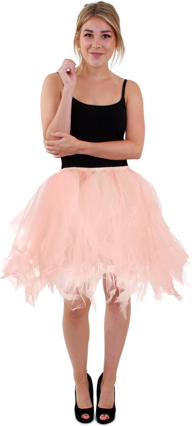 PartyXplosion - Dans & Entertainment Kostuum - Dizzling Petticoat Beige 65 Centimeter Vrouw - Wit / Beige - Large - Halloween - Verkleedkleding