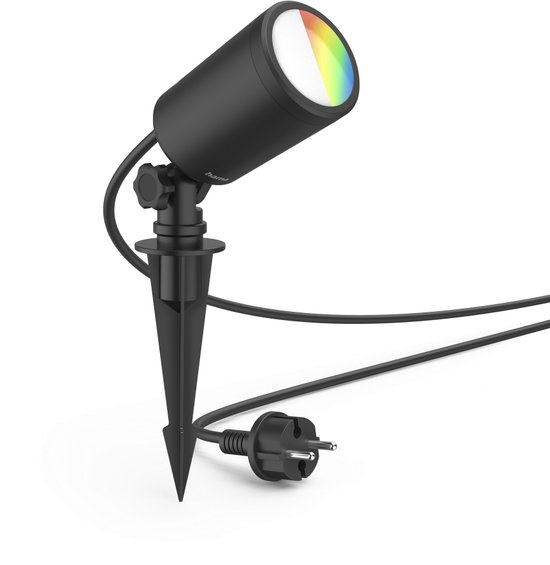 Hama Wi-Fi Tuinlamp met Bodempen - IP65 Waterdichte Tuinspot met RGB kleurenverlichting - Dimbare tuinverlichting - 3000 - 6500K kleurtemperatuur - 150cm kabel - Hama Smart Solution App en Spraakbesturing - Zwart