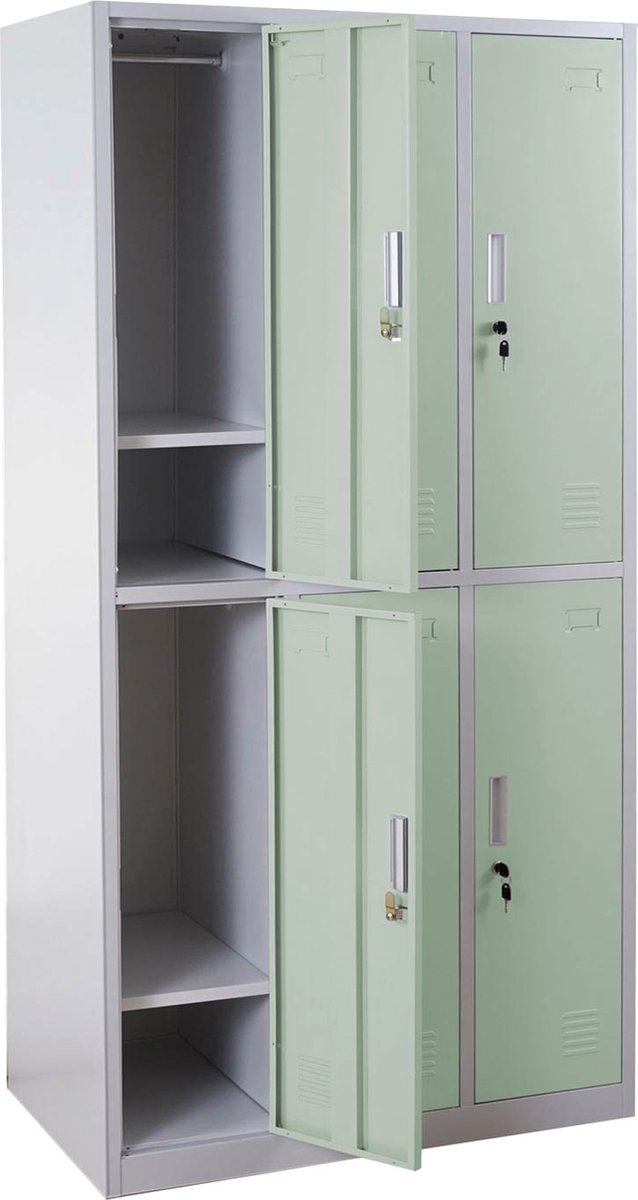 Cosmo Casa Kluisjes Boston - Kluisjeskast waardevakkenkast lockerkast - Metalen 6 vakken - Groen