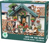 M. Puzzle Brocoli 1000 pièces - Cats sur le toit - Puzzle Chats et chats sur le toit - Collection Animaux - 68 x 48 cm