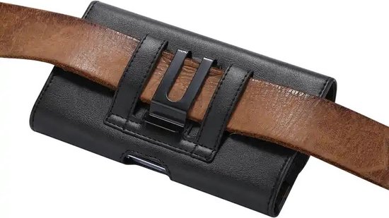 Casemania Belt Bag Étui pour Apple iPhone 7 Plus Zwart - Sac de Transport avec Rabat - Sac Banane Double Fixation avec Porte-Cartes