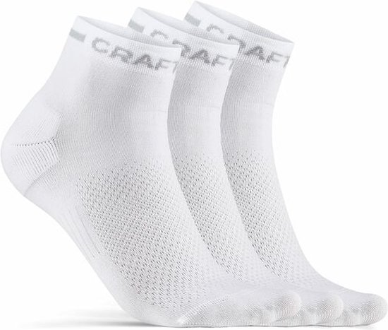 Craft Fietssokken zomer Unisex Wit - CORE DRY MID SOCK 3-PACK WHITE-34 36 van craft — afbeelding 2