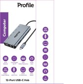 Profile - USB-C hub - 11 poorten - 5xUSB A - 1xHDMI (4K) - 1xRJ45 ethernet - Card Reader - VGA 1080p - Audio Jack