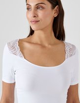Damart - T-shirt Jersey en Climatyl® avec dentelle, fibres recyclées - Femme - Wit - 38-40 (S)