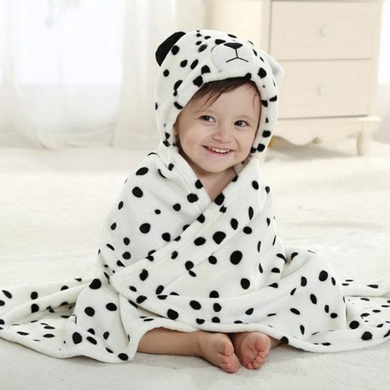 BoefieBoef Dalmatiër Hond Dieren Badcape Baby 0-3 Jaar – Fleece Baby Handdoek met Capuchon – Wikkeldeken & Babydeken – Babycape, Omslagdoek & Badponcho – Jongens & Meisjes – Kraamcadeau – Wit — afbeelding 3