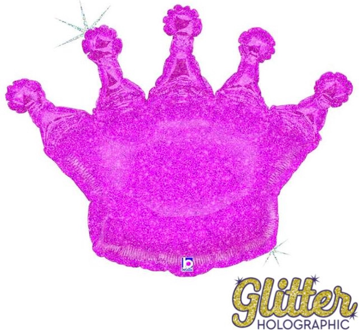 Folieballon roze glitter kroon - 86 cm