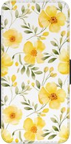 Leuke Telefoonhoesjes - Hoesje geschikt voor Samsung Galaxy A54 - Sunny flowers - Wallet Case met pasjeshouder - Bloemen - Geel