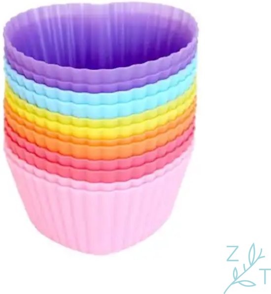 ZijTak - Hartjes cupcakes - Hartvormig Muffin - Valentijn - 12 stuks - Hart - Cake - Hartjes - Silicone - Herbruikbaar - Gebak