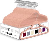 Fluwelen kleerhangers - Antislip en robuuste fluwelen hangers met dasspeld - Sterk genoeg om jassen en truien vast te houden (roze, 50 stuks)