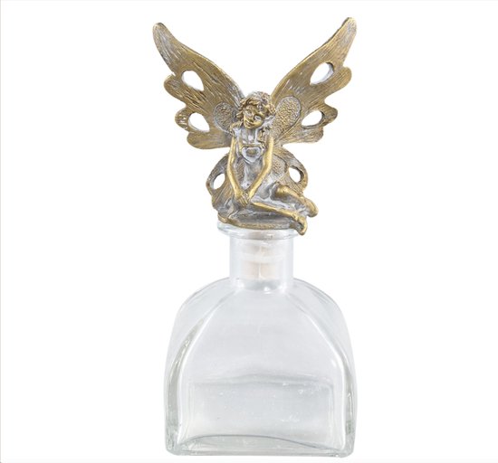 PTMD fles Fayan engel goudkleurig 14 cm. Herinnering- overlijden- engel potje.