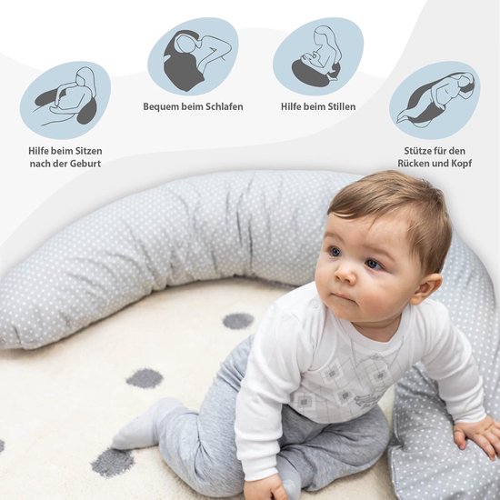 Borstvoedingskussen,zijslaapkussen, Katoen -pregnancy pillow, support pillow 190 cm van Little Dutch — afbeelding 5