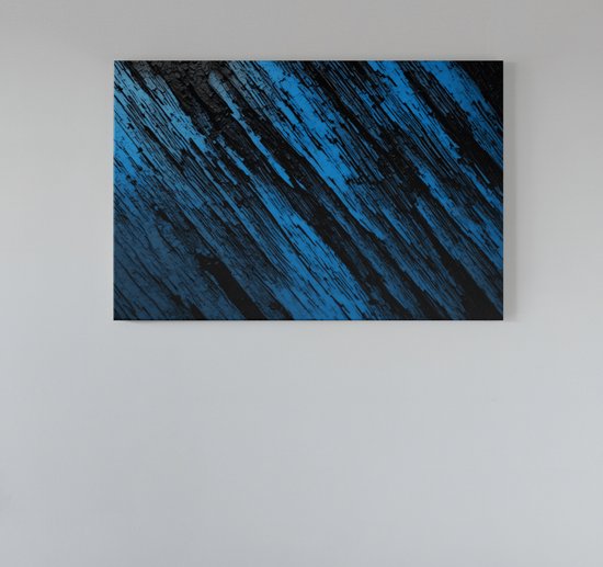Canvas Schilderij - Blauw - Zwart - Abstract - Schilderijen - 90x60x2 cm