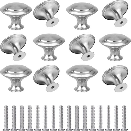 meubelknoppen 12 stuks Ronde Knop Handgrepen，Roestvrij staal vintage kastdeurknoppen voor Garderobekast Hardware