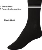 Spirit - Chaussettes de sport Zwart 5 paires Taille 43-46 Lot de 5 paires de Chaussettes unisexes pour hommes ou femmes